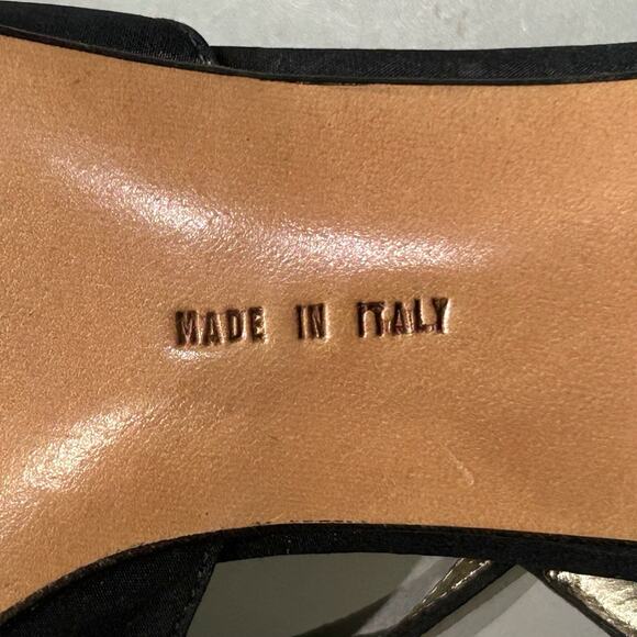 VTG Salvatore Ferragamo Women's Black Nylon Strappy Heels Size 8.5 Made In Italy - Picture 12 of 13